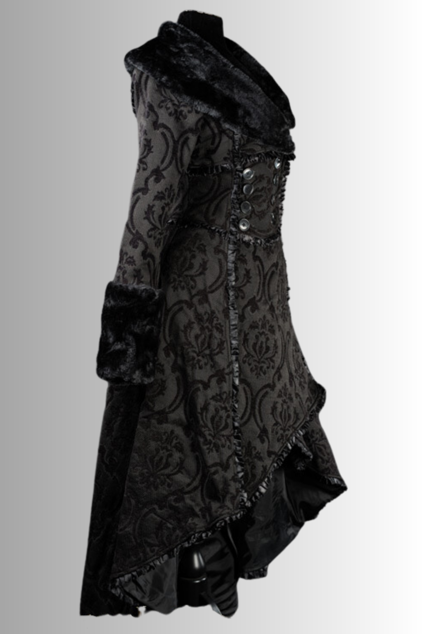 Feral Fur Lace-Up Brocade Coat