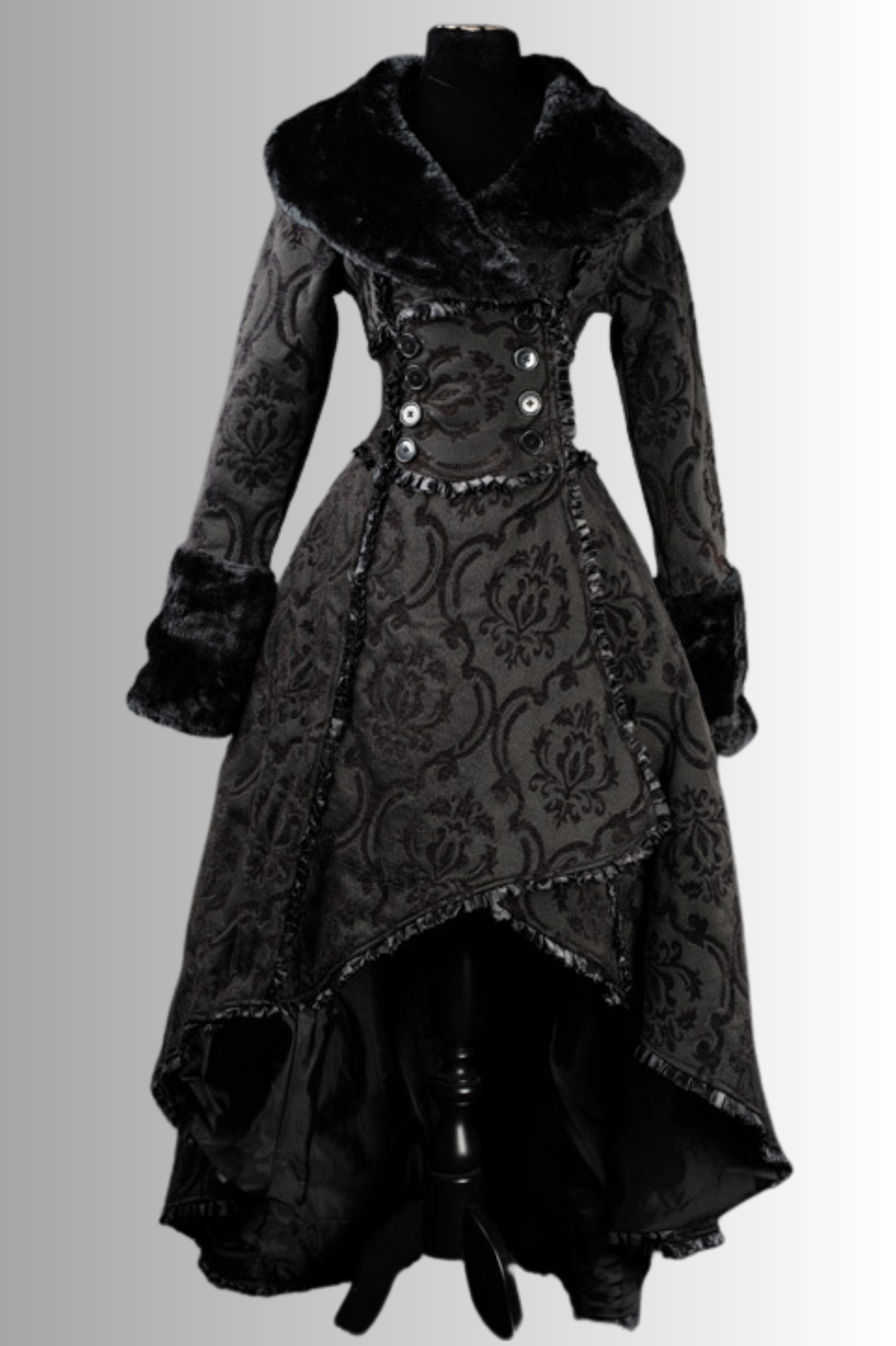 Feral Fur Lace-Up Brocade Coat