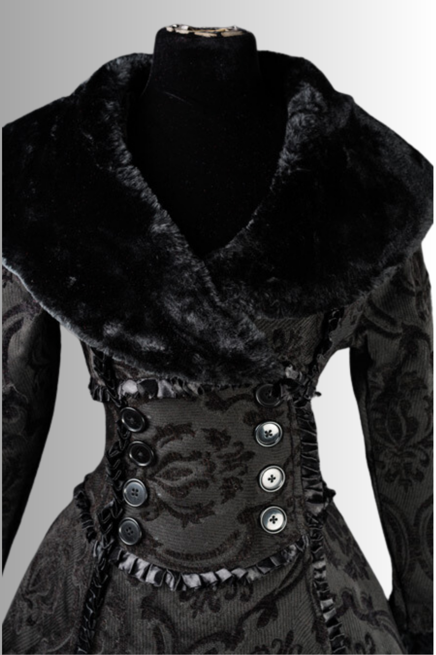 Feral Fur Lace-Up Brocade Coat