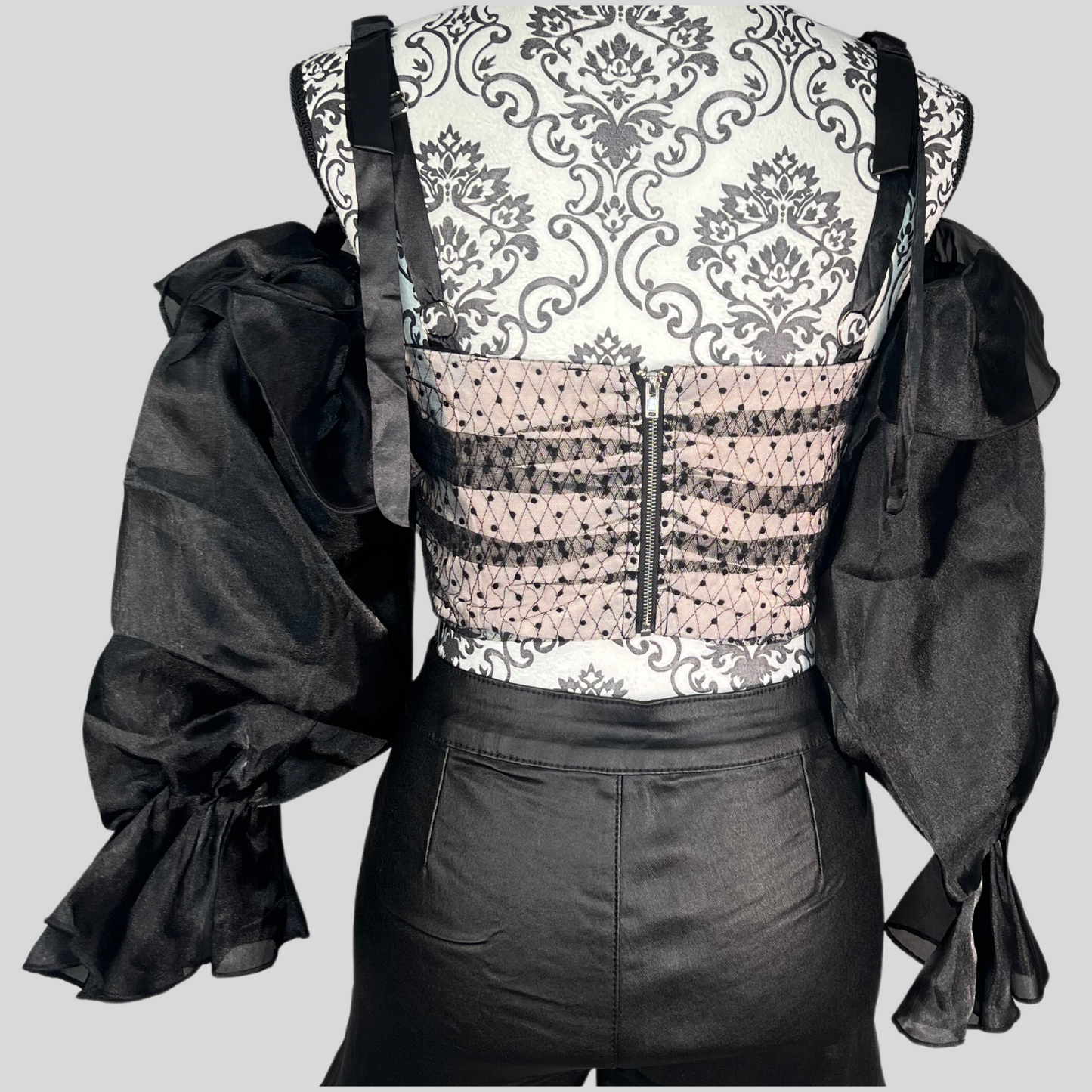 LACE CORSET TOP WITH PUFF SLEEVES