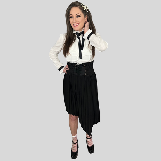 CORPORATE GOTH PLEATED MIDI SKIRT