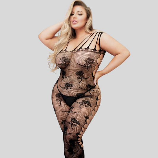 REBEL ROSE CROTCHLESS FISHNET BODYSTOCKING