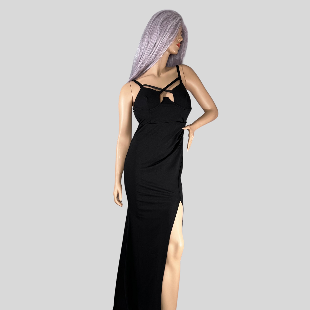 HIGH SLIT CRISS CROSS MAXI DRESS