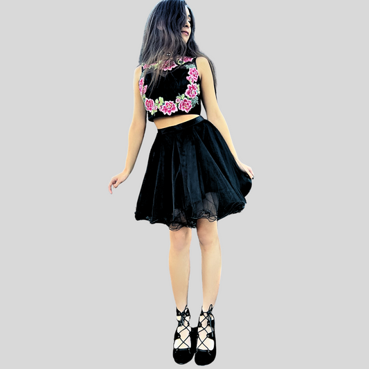 NOX ANABEL EMBROIDERED ROSE TWO-PIECE DRESS