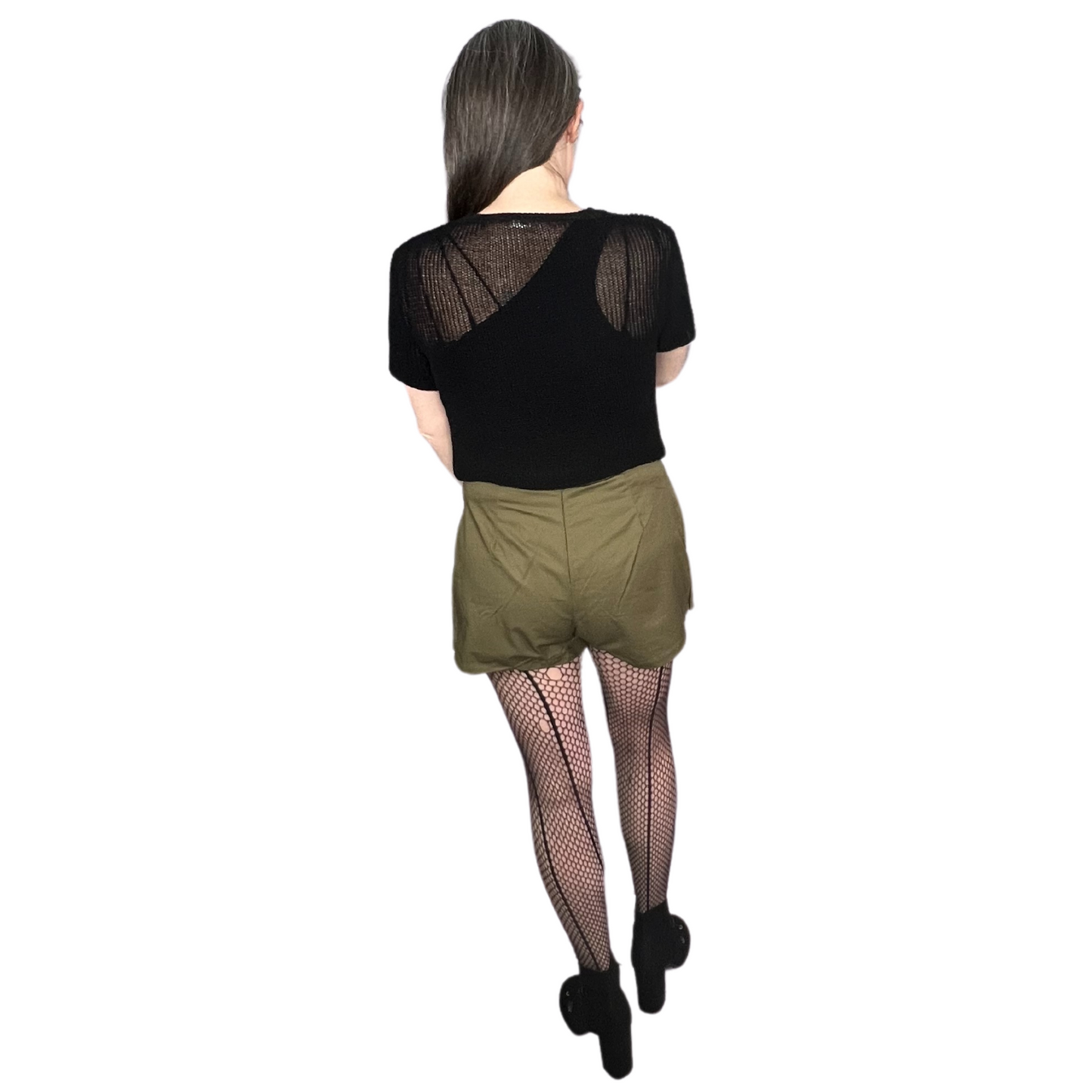 HIGH WAISTED ENVELOPE SKORT WITH CARGO POCKET DETAIL AND BACK ZIPPER