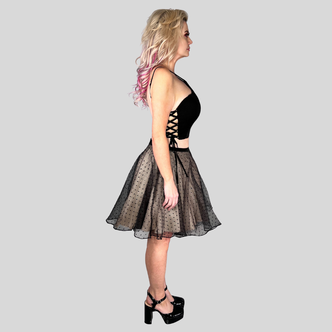 NOX ANABEL BLACK AND NUDE 2-PIECE DRESS