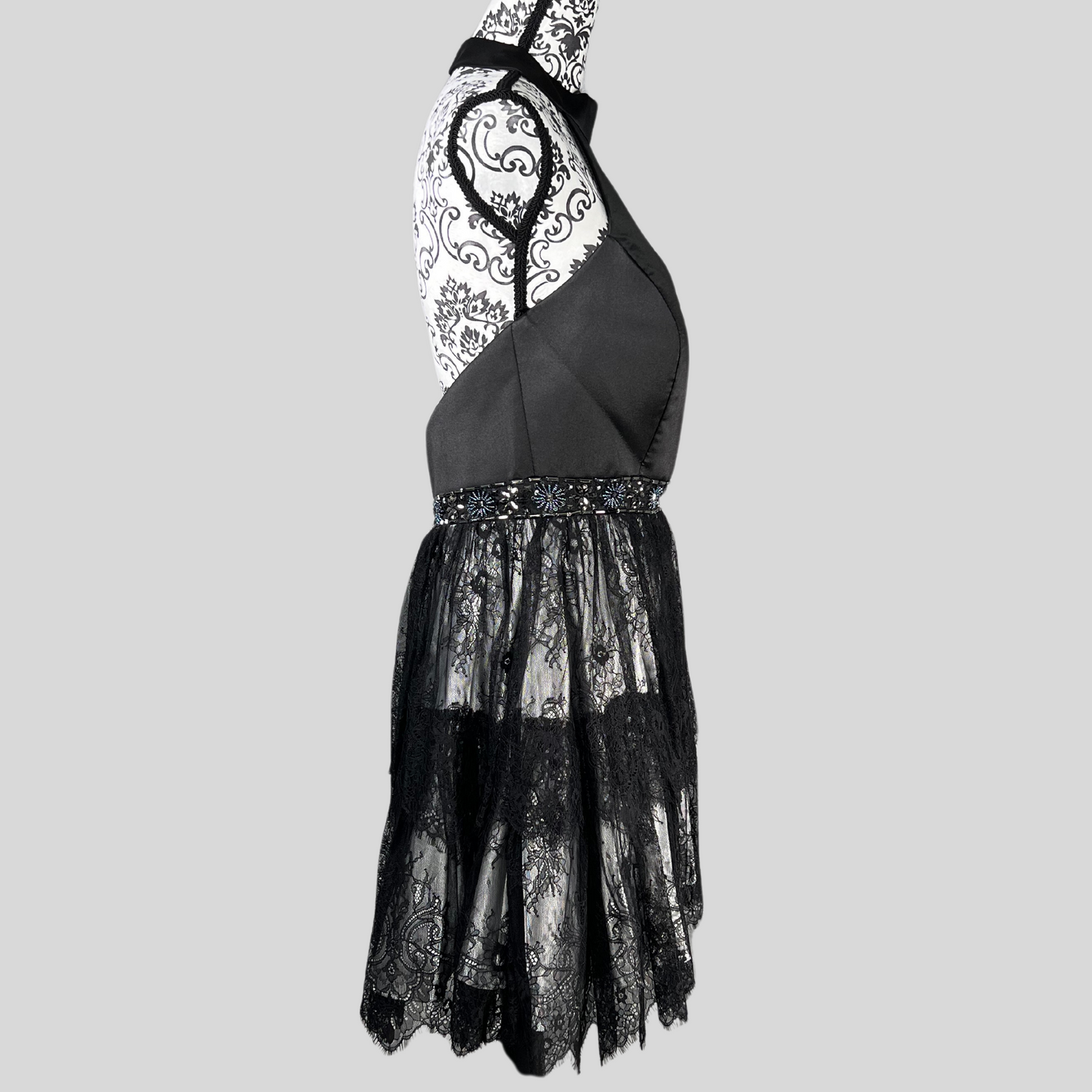 NOX ANABEL TIERED LACE SKIRT HALTER DRESS